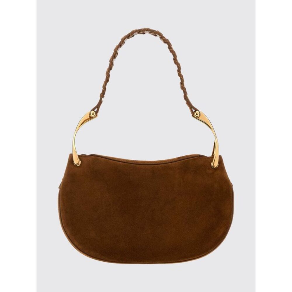 Wishbone Suede Shoulder Bag Mcqueen With Metal Trims And Engraved Logo